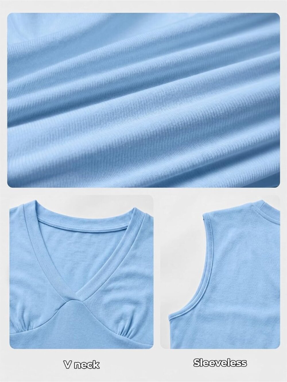 Women Blue Polyester Deep V Neck Stretchy Trendy Going Out Sleeveless Crop Top - Picture 6 of 6